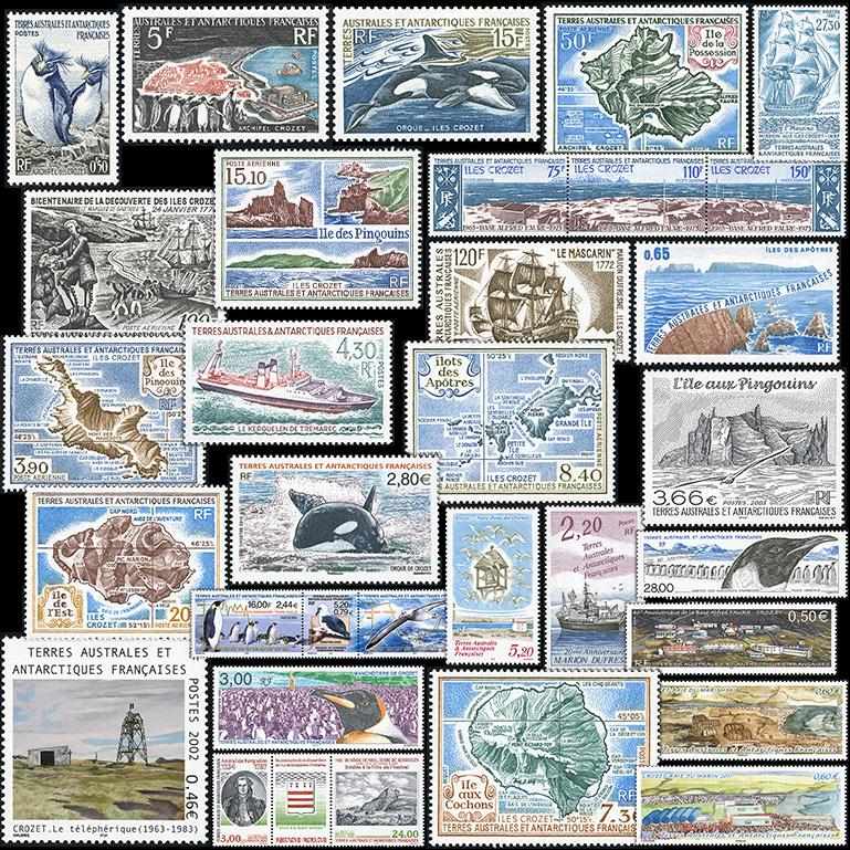 Une sélection de timbres des îles Crozet.