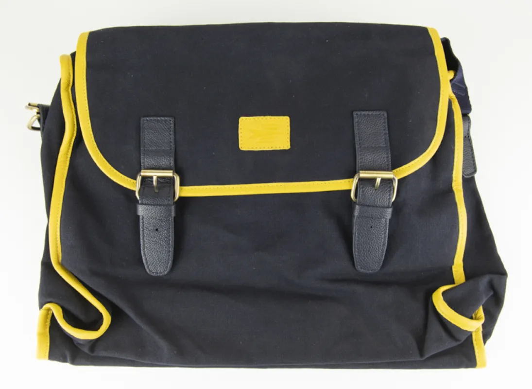 Vue 1 – Grande besace jaune bleue 