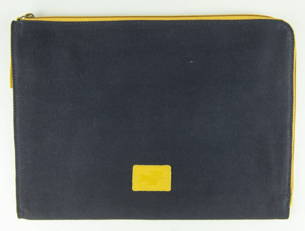 Vue 1 – Porte-documents bleu et jaune 